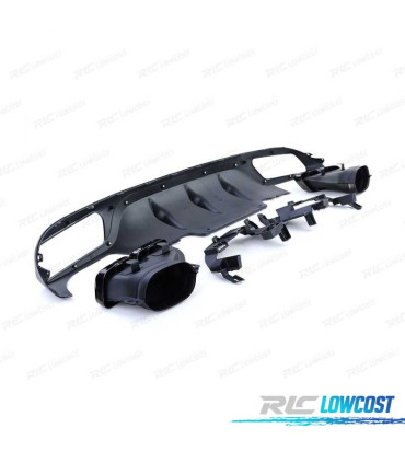 DIFUSOR MERCEDES C238 17-19 AMG LOOK E63 PRETO + PONTEIRAS ESCAPE PRETO BRILHANTE