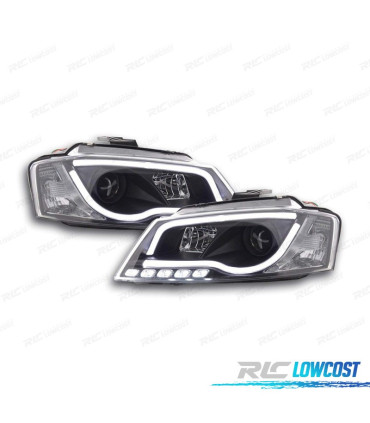 FARÓIS COM LUZ DIURNA TFL AUDI A3 8P 08-12 FUNDO PRETO