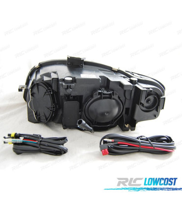 FARÓIS COM LUZ DIURNA LED AUDI A4 B7 04-07 FUNDO PRETO