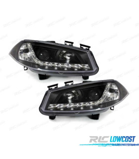 FARÓIS RENAULT MEGANE 03-06 LUZ DIURNA FUNDO PRETO