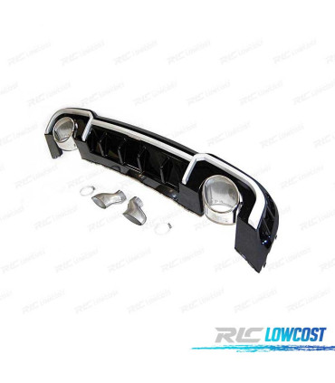 DIFUSOR AUDI A3 SEDAN S LINE 17-20 LOOK RS3 PRETO BRILHANTE + PONTEIRAS DE ESCAPE