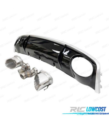 DIFUSOR TRASEIRO AUDI A4 B8 AVANT 12-15 LOOK RS4 + PONTEIRAS DE ESCAPE