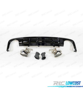 DIFUSOR TRASEIRO AUDI A6 C8 AVANT 19-21 LOOK RS6 PRETO BRILHANTE + PONTEIRAS DE ESCAPE
