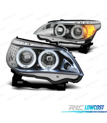 FAROIS BMW E60 E61 03-07 LUZ DIURNA LED PRETO