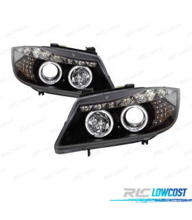 FARÓIS BMW E90 05-08 LUZ DIURNA LED PRETO