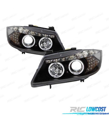FARÓIS BMW E90 05-08 LUZ DIURNA LED PRETO