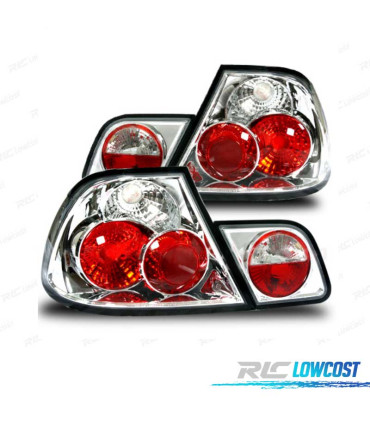 FAROLINS TRASEIROS BMW E46 4P 98-01 LED LOOK LEXUS FUNDO CROMADO