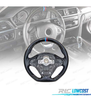 VOLANTE BMW F30 F31 F32 F33 F36 11-20 LOOK M CARBONO + PRETO