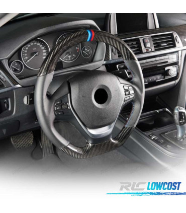 VOLANTE BMW F30 F31 F32 F33 F36 LOOK M CARBONO + PRETO