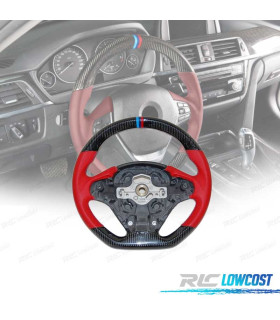 VOLANTE BMW F30 F31 F32 F33 F36 LOOK M CARBONO + VERMELHO
